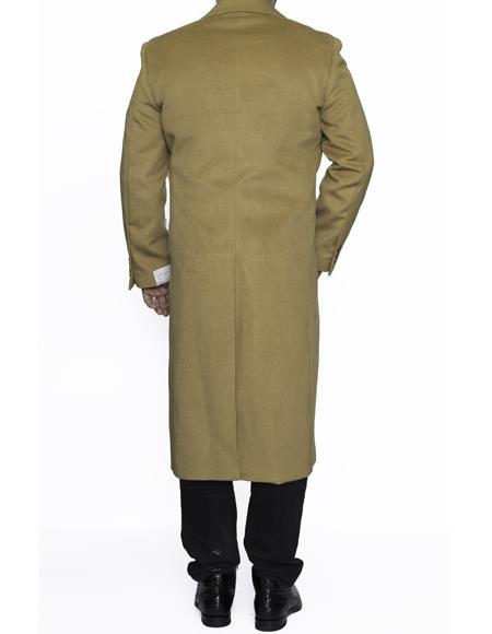 Men's Camel Three Button Notch Lapel Big And Tall Trench Coat