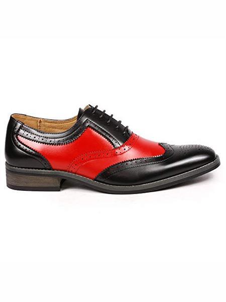 Mens Black Red Mobster Gangster Spectator shoes