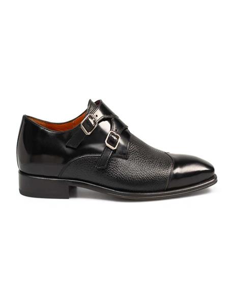 Full Leather Sole European Calfskin Double Monk Strap Shoes