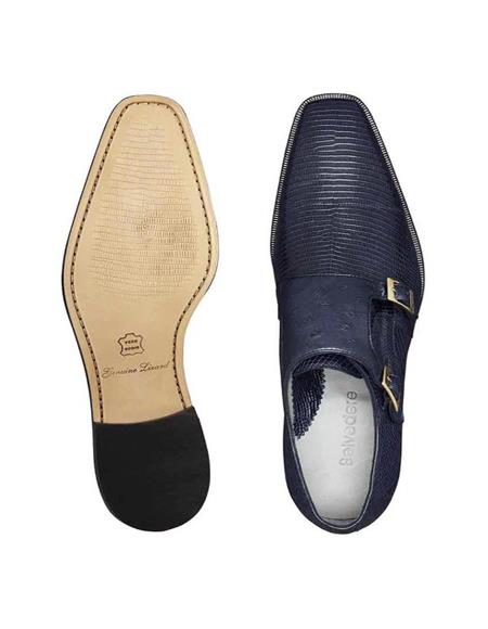 Men's double monk strap shoes Belvedere Pablo Navy
