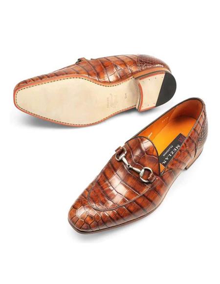 Luxurious Genuine Gold Alligator cushion insole Mezlan Shoes