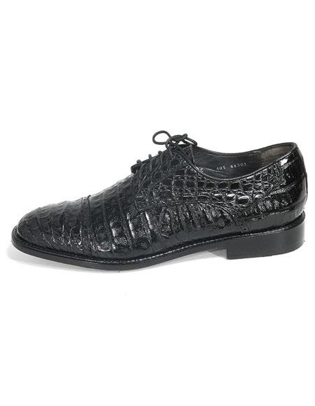 Men's Los Altos Boots Black Genuine Caiman Oxford