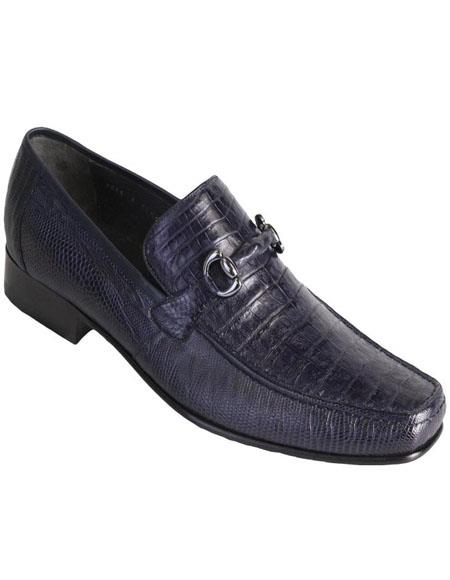 Mens Navy Genuine Caiman Belly and Lizard Slip On By Los Alt
