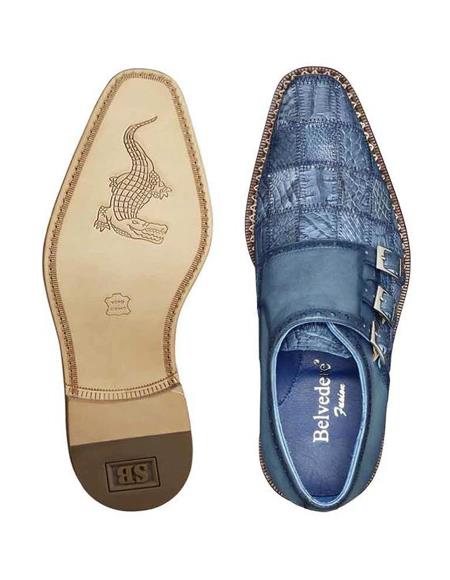 Mens Belvedere Blue Jean Shoes-Mens Buckle Dress Shoes