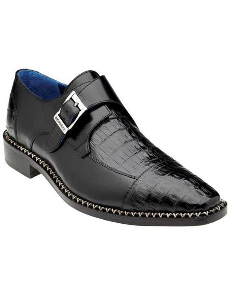 Men's Belvedere Falcon Black Shoes-Men's Buckle Dress Shoes