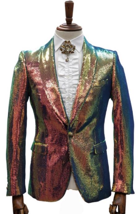 Rose Gold Sequin Suit - Shiny Prom Tuxedo Slim Fit Suit