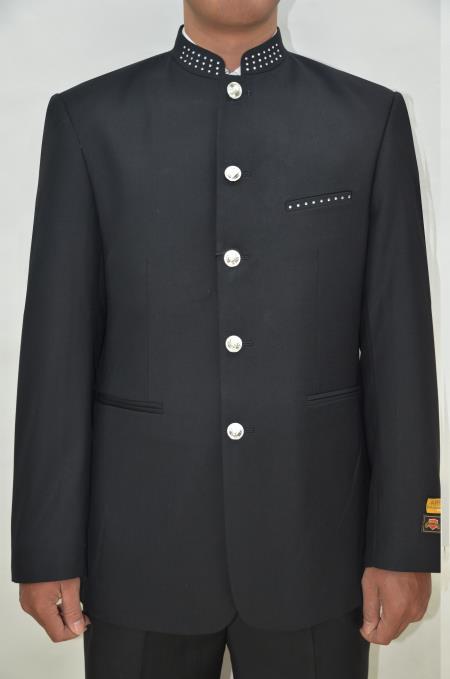 Mandarin Collar Tuxedo - Mandarin Tuxedo - No Collar Suit