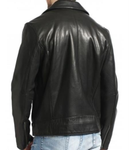 Genuine Lambskin Leather Biker Jacket Black