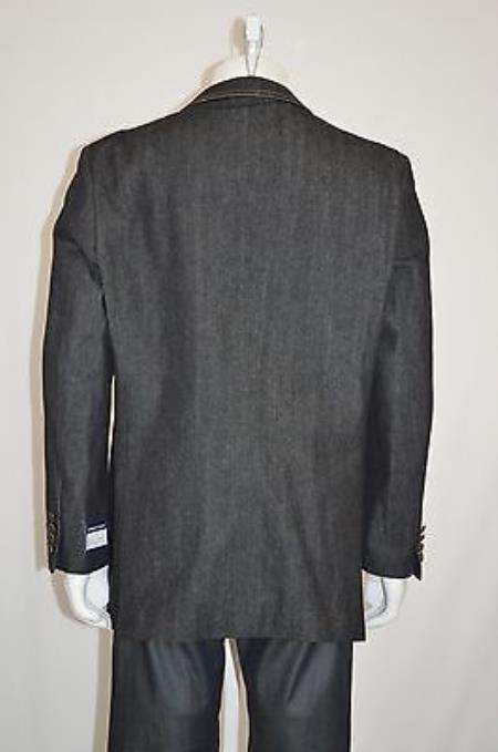 Two buttons Jean Sport coat Jacket Denim Blazer with Contras