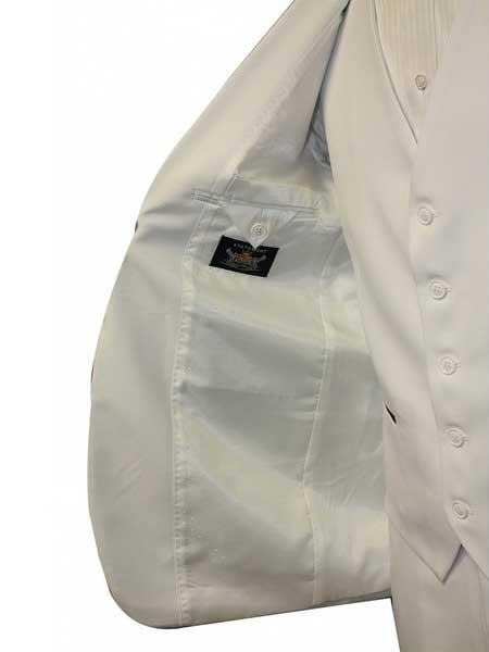 Men's 3 Piece Italian Wool Slim Fit Cream Vested Suit