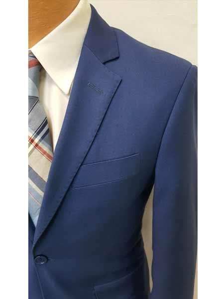 Men's Slim Fit Notch Lapel 2 Piece Casual Royal Blue Suit