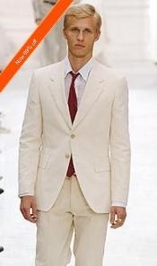  Mens Ivory Off White 2 Button Fully Lined Double Vented Suits 