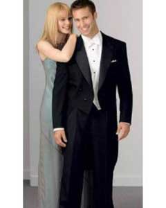  Notch Collar 6 Buttons Pleated Pants Peak Tailcoat Black - Matching Trousers
