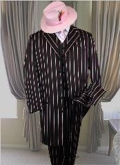 SKU# PTX721 BLACK- PINK STRIP 3PC WIDE PINSTRIP FASHION Z