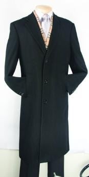  Mens Dress Coat Black Fully Lined Wool Blend Top Coat Mens Overcoat