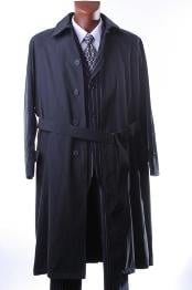  IRENE05 Mens Dress Coat Black Full Length All Year Round Raincoat-Trench Coat