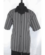 Mens Black And White Striped Dress Shirt