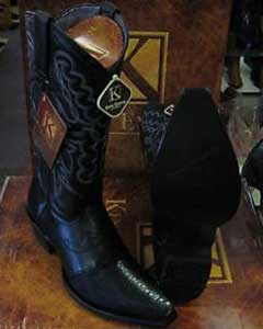  King Exotic Boots Black Snip Toe Genuine Stingray mantarraya skin Western Cowboy