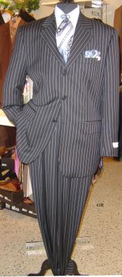 Mens Vested Gangster Pinstripe Suit in Black & White