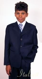  Boys Suits Super 150s Italian poly~rayon Navy Suit For Kids