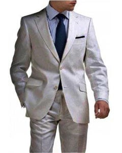  Silver 2 Button Tapered cut Half Lined Linen suit