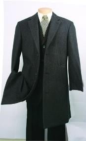  Three Quarters Length Mens Dress Coat Charcoal Fully Lined Mens Overcoat Wool