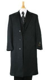  Mens Charcoal Gray soft finest grade Cashmere & Wool Mens Overcoat Winter