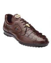  Authentic Genuine Skin Italian Tennis Dress Sneaker Shoes Mens Brown Genuine Hornback