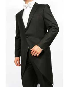  Black 2-Piece 1-Button Cutaway Tuxedo with tail suit