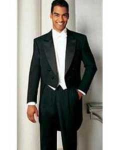  Mens Formal Tails - Peak Tailcoat Black Tuxedo Jacket with the tail