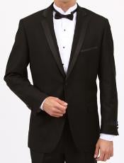  Mens Skinny Solid Black Slim Fit 1 Button Tuxedo with Side Vents