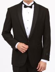  Mens Solid Black Interior French Facing Slim Fit Suit