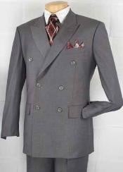  Mens Double Breasted Suit Heather Gray Pleated or Flat Front Pants