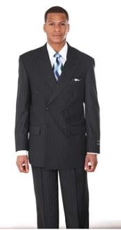 Double Breasted Suits Pintstripe Suit Dark Navy 