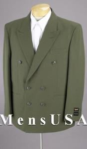  2pc Mens SHARP Double Breasted DRESS Olive Green Blazer / Sportcoat Jacket