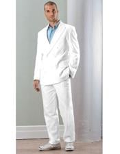  Mens Double Breasted Suit (Blazer / Jacket and Pants) White