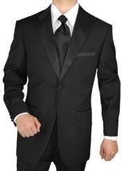 Giorgio Mens Tuxedo Suit 1 Button 2pc Peak Lapel Jacket with Flat