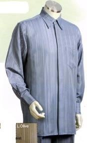  Mens Long Sleeve 2pc Set with French Cuff Shirt including Wide Leg