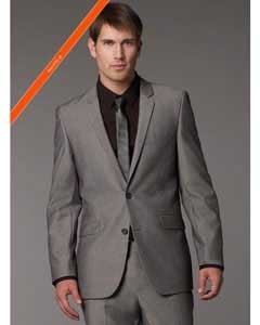  Mens 2 Button Modern Fit Suits Grey Tonic Pattern Cheap Priced Business