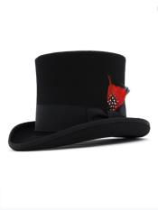  Mens 100% Wool Felt Black Top Hat ~ Tuxedo Hat
