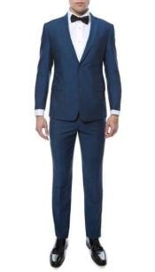  Mens Indigo ~ Bright Blue Two Button Classic  Slim Fit Suit