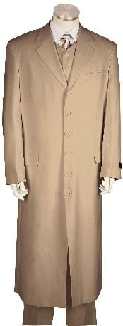  Mens Fashionable Zoot Suit Khaki Taupe Beige Sand Tan Color Maxi Super
