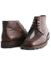  Los Altos Boots  Mens Stylish Brown Genuine Lizard & Stingray mantarraya