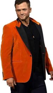 Mens orange suits, striped regular fit suit for men