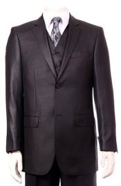  Mens Black Ultra fine Super fine poly blend Vested Suit 