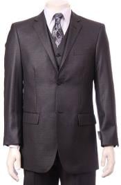  Mens Charcoal  Regular Fit Vested Suit