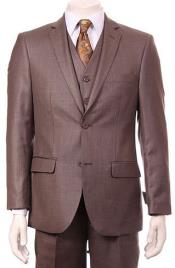  Mens Taupe Double vented 2 Button Vested Suit