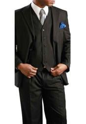  Mens Black Big & Tall 3 Piece Executive Pinstripe Suit