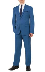  Slim Fit Suit - Fitted Suit Mens Flat Front Pants Cobalt Blue
