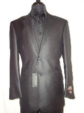  Mens Designer 2-Button With Sheen Black Sharkskin Suit 